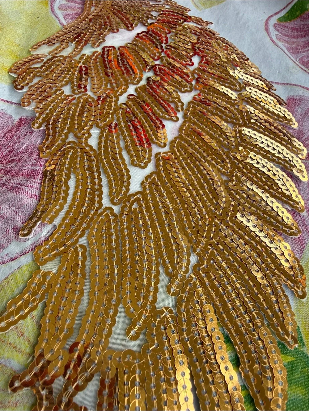 New 12.5 x 6” Gold Sequin Angel Wing Appliqué Patches iron on. Gorgeous